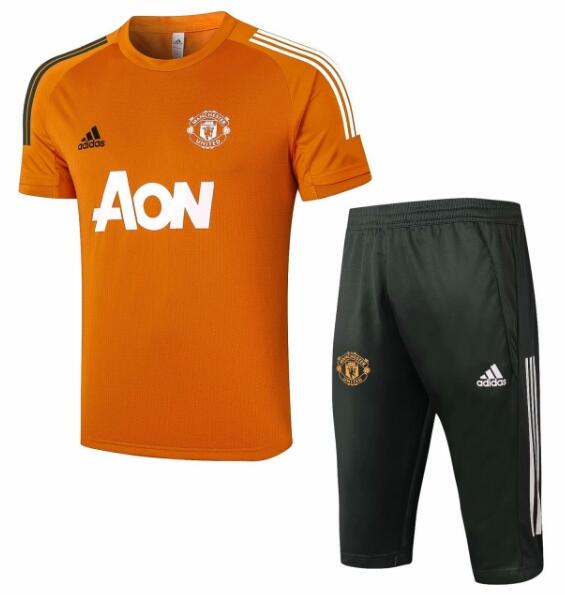 Manchester United Orange Training Kits Capri Pants with Shirt 2020/21